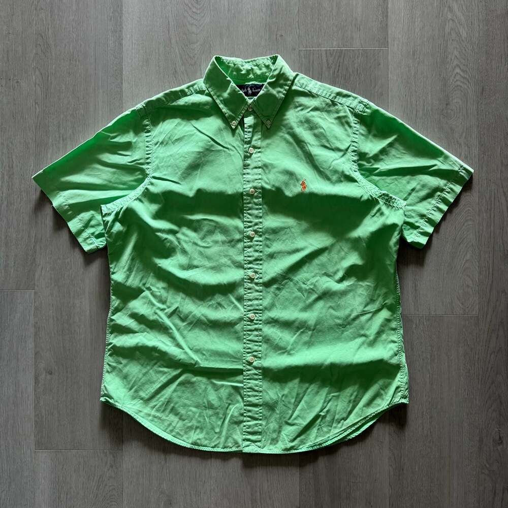 Ralph Lauren Classic Fit‎ Short Sleeve Button Down Shirt Green Size L